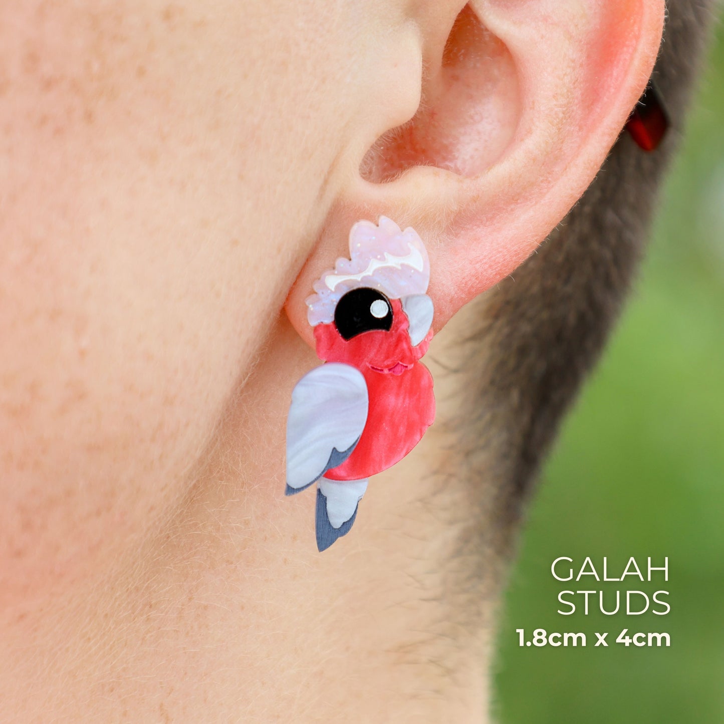 BINKABU Galah handmade acrylic bird earrings