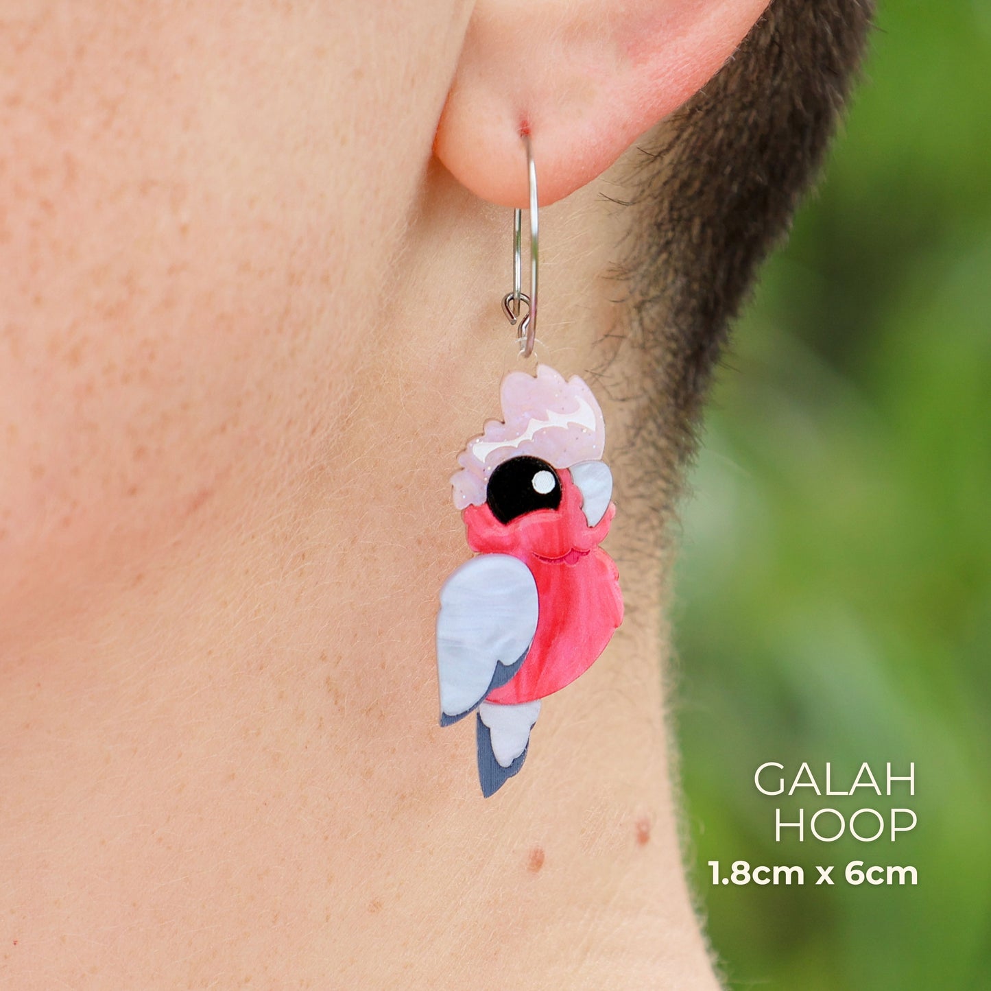 BINKABU Galah handmade acrylic bird earringsBINKABU Galah handmade acrylic bird earrings