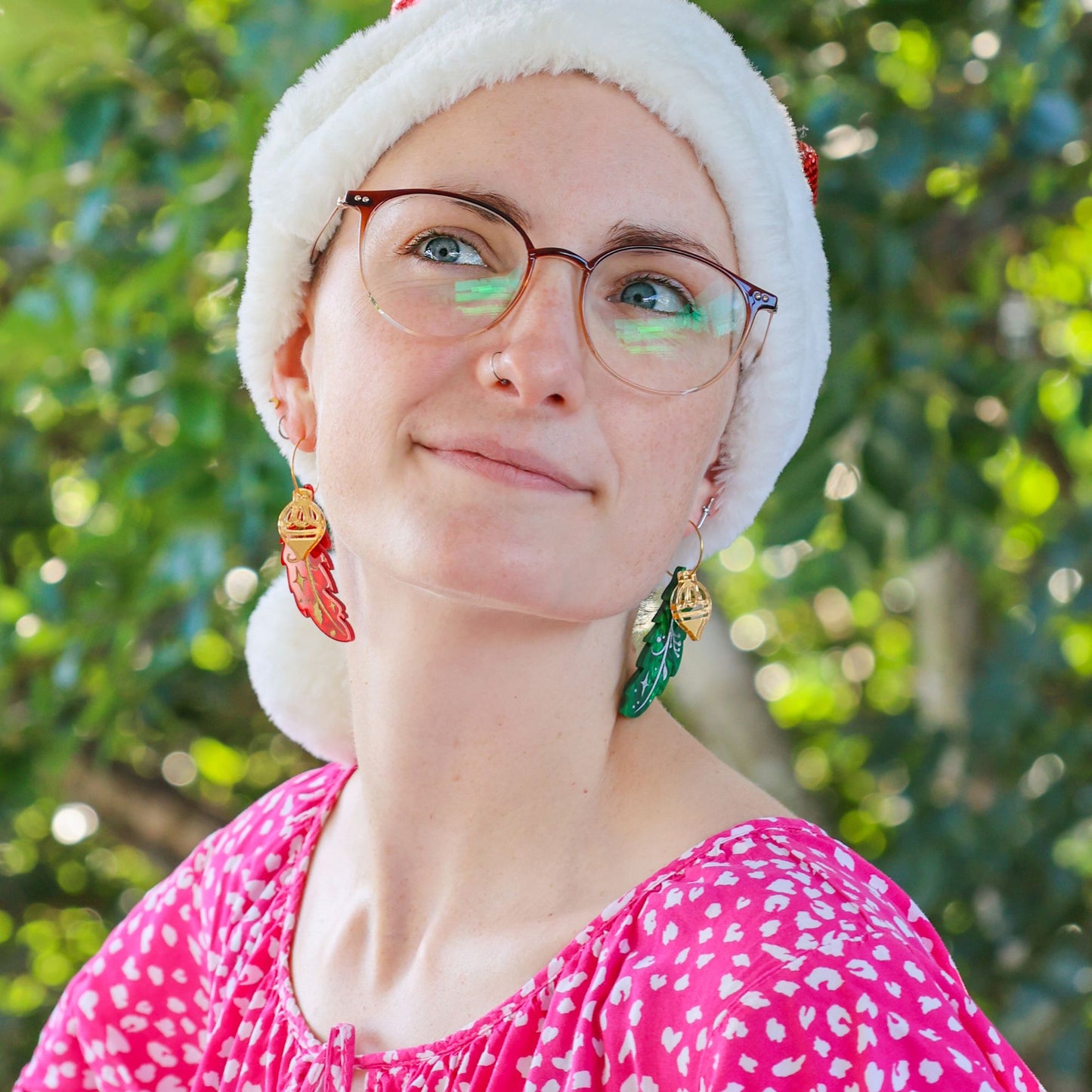 BINKABU Christmas Feather Earrings