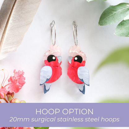 BINKABU Galah handmade acrylic bird earrings