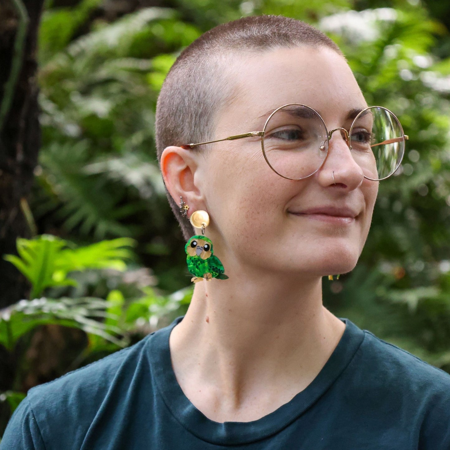 BINKABU Kākāpō Dangle handmade acrylic bird earrings