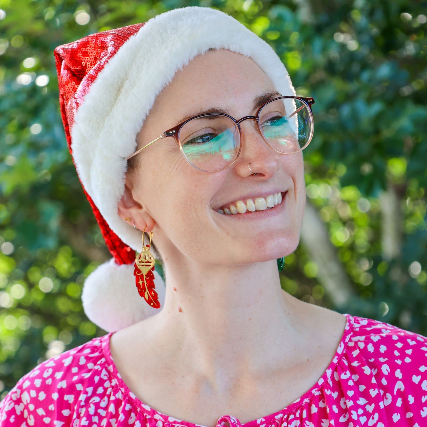 BINKABU Christmas Feather Earrings