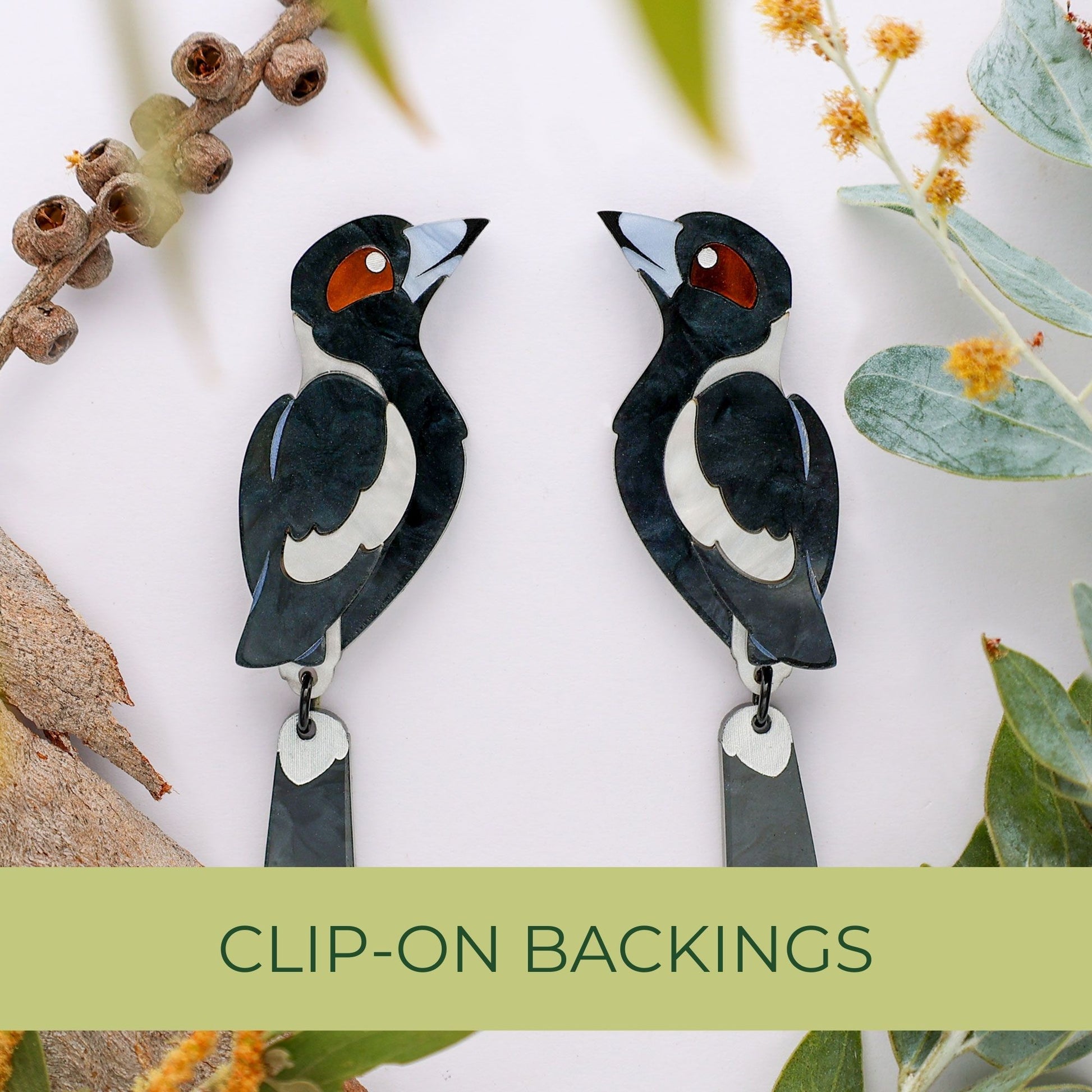 BINKABU Magpie handmade acrylic bird earrings