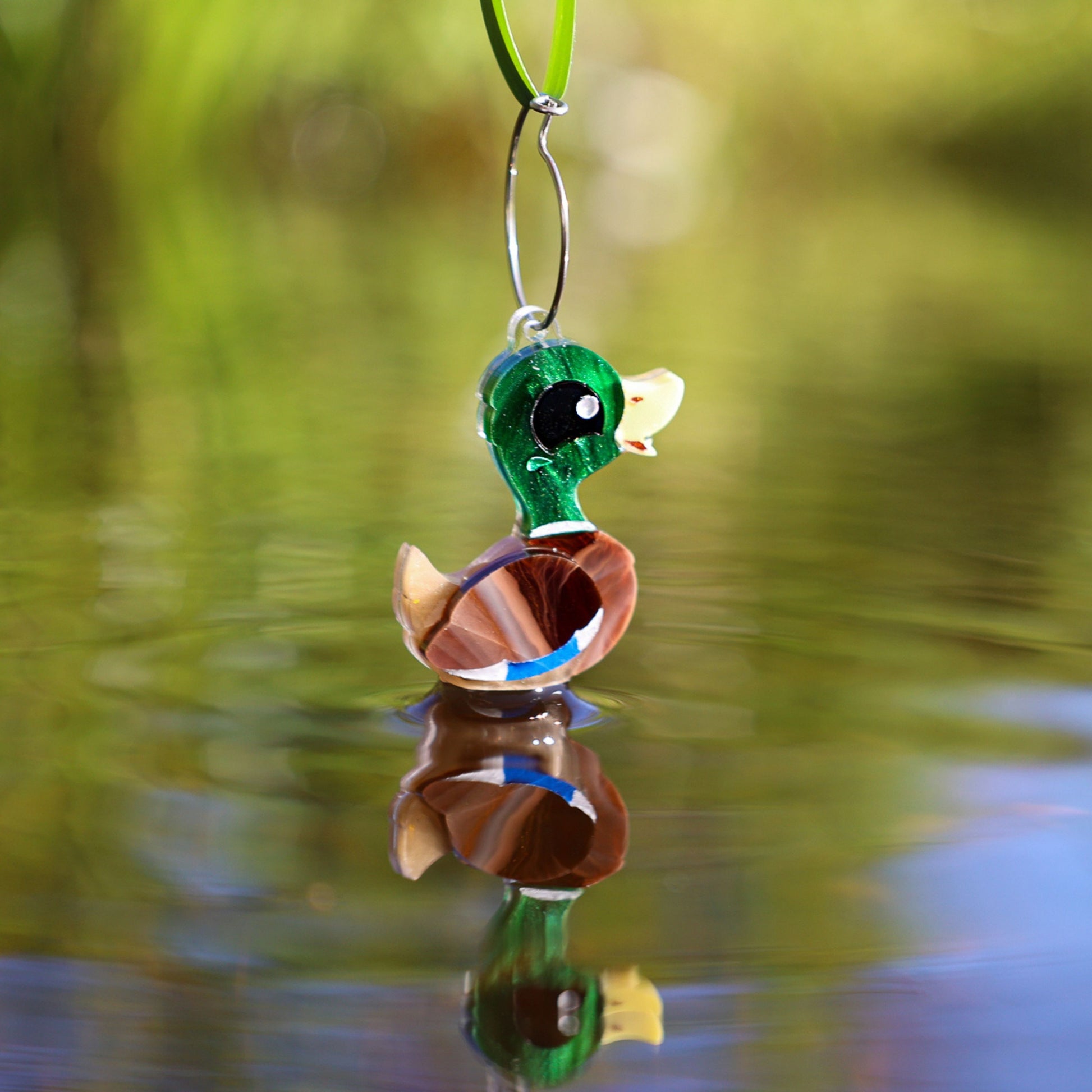 BINKABU Mallard Drake Handmade Acrylic Bird Earrings