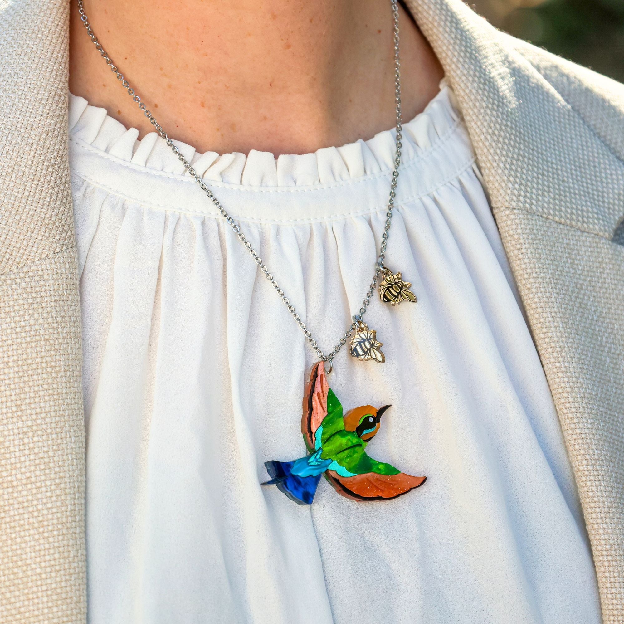 BINKABU Rainbow Bee-Eater handmade acrylic bird earrings