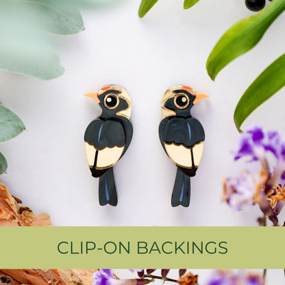BINKABU Regent Bowerbird handmade acrylic bird earrings