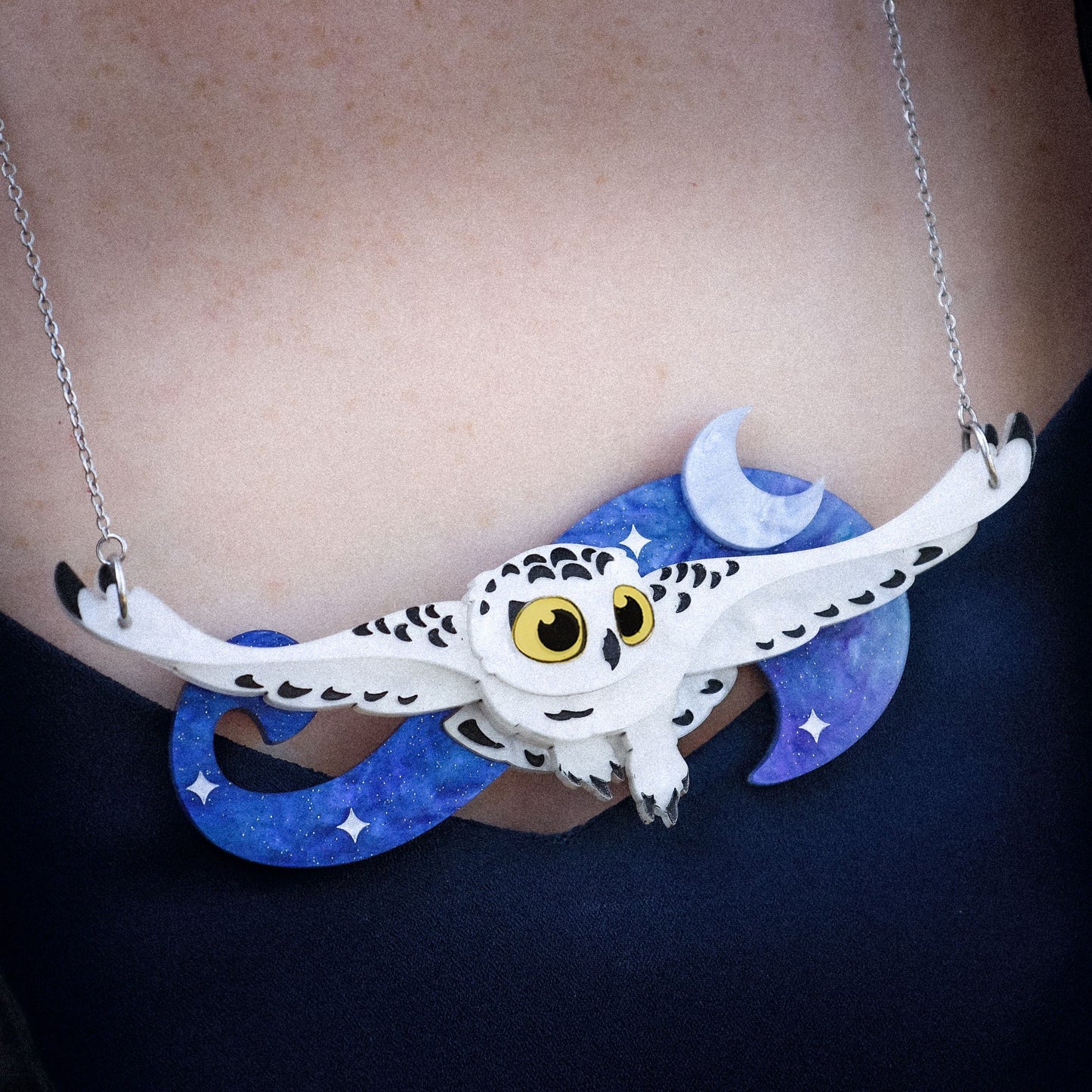 *PRE-ORDER* Snowy Owl Statement Necklace - Halloween Bird Jewellery