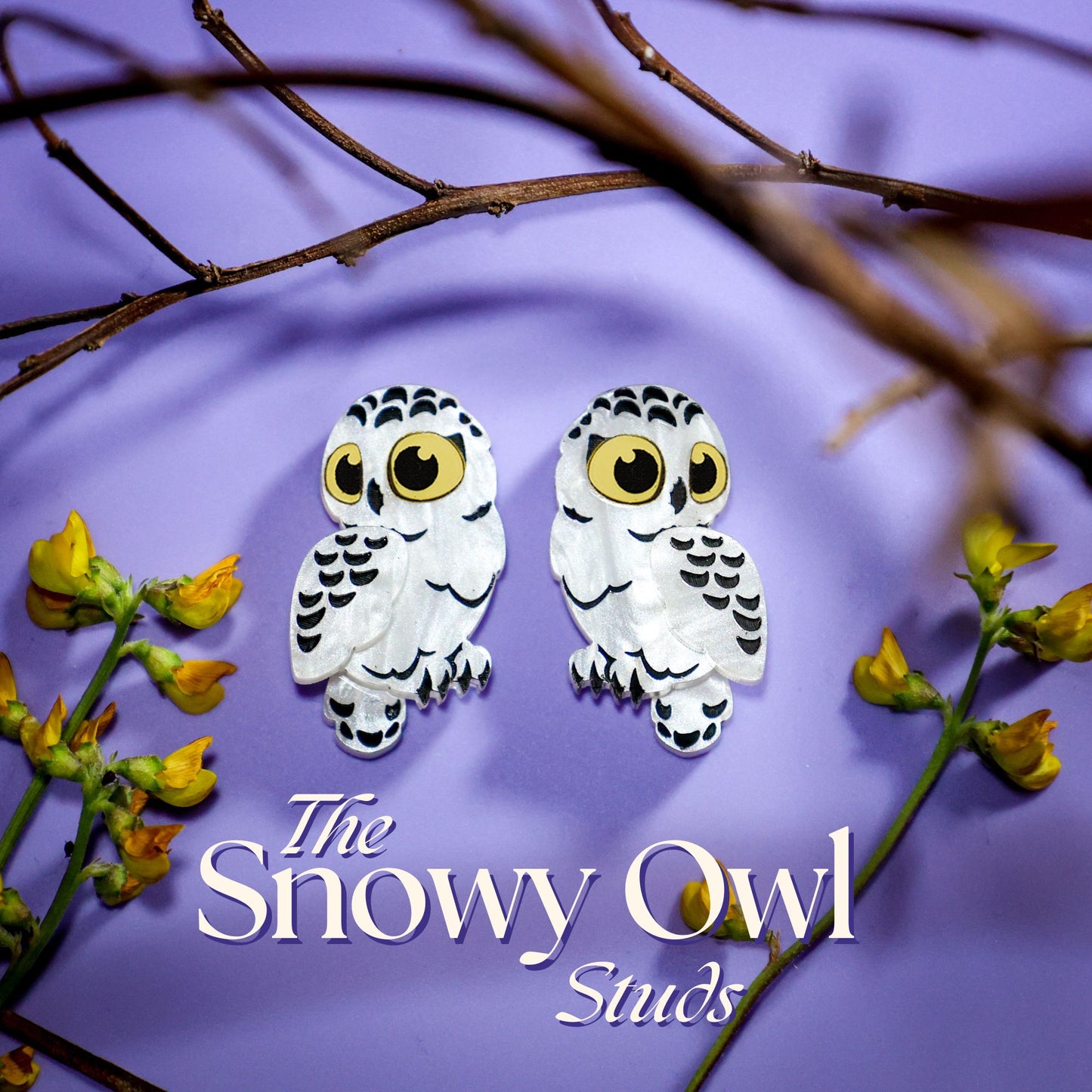 *PRE-ORDER* Snowy Owl Studs - Statement Bird Earrings