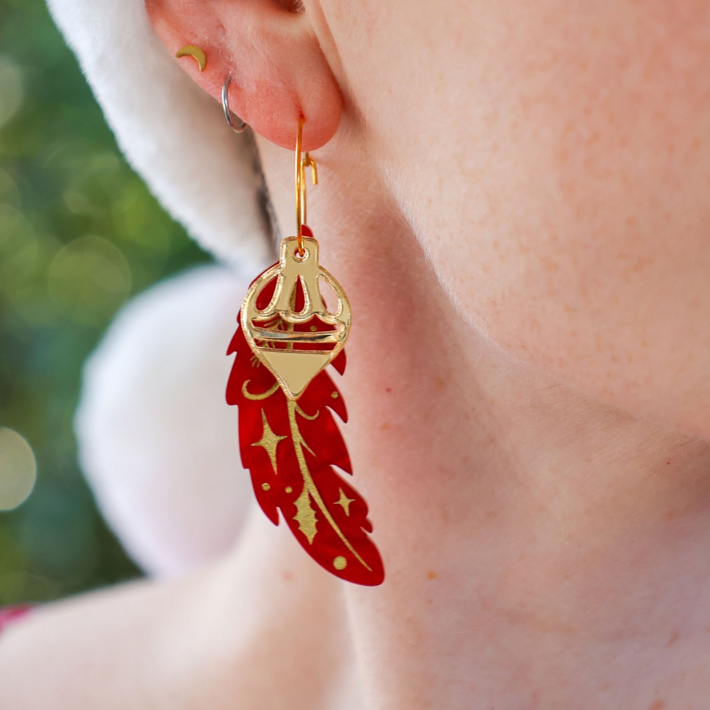 BINKABU Christmas Feather Earrings