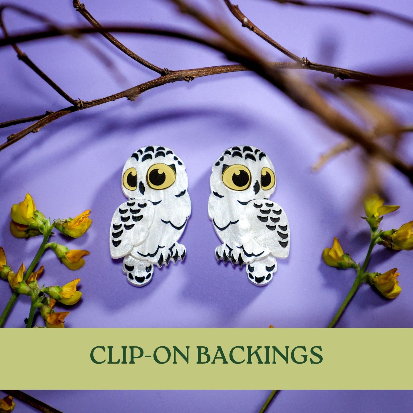 *PRE-ORDER* Snowy Owl Studs - Statement Bird Earrings