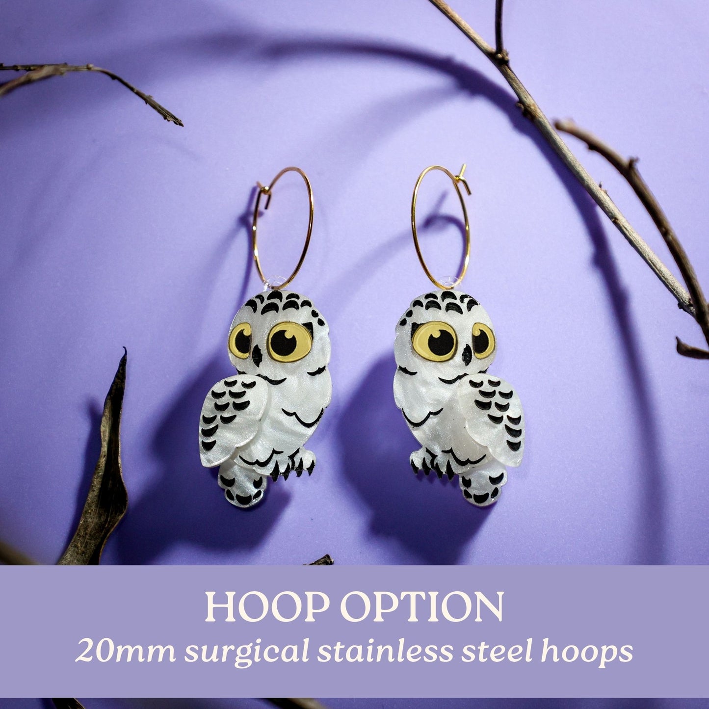 *PRE-ORDER* Snowy Owl Studs - Statement Bird Earrings