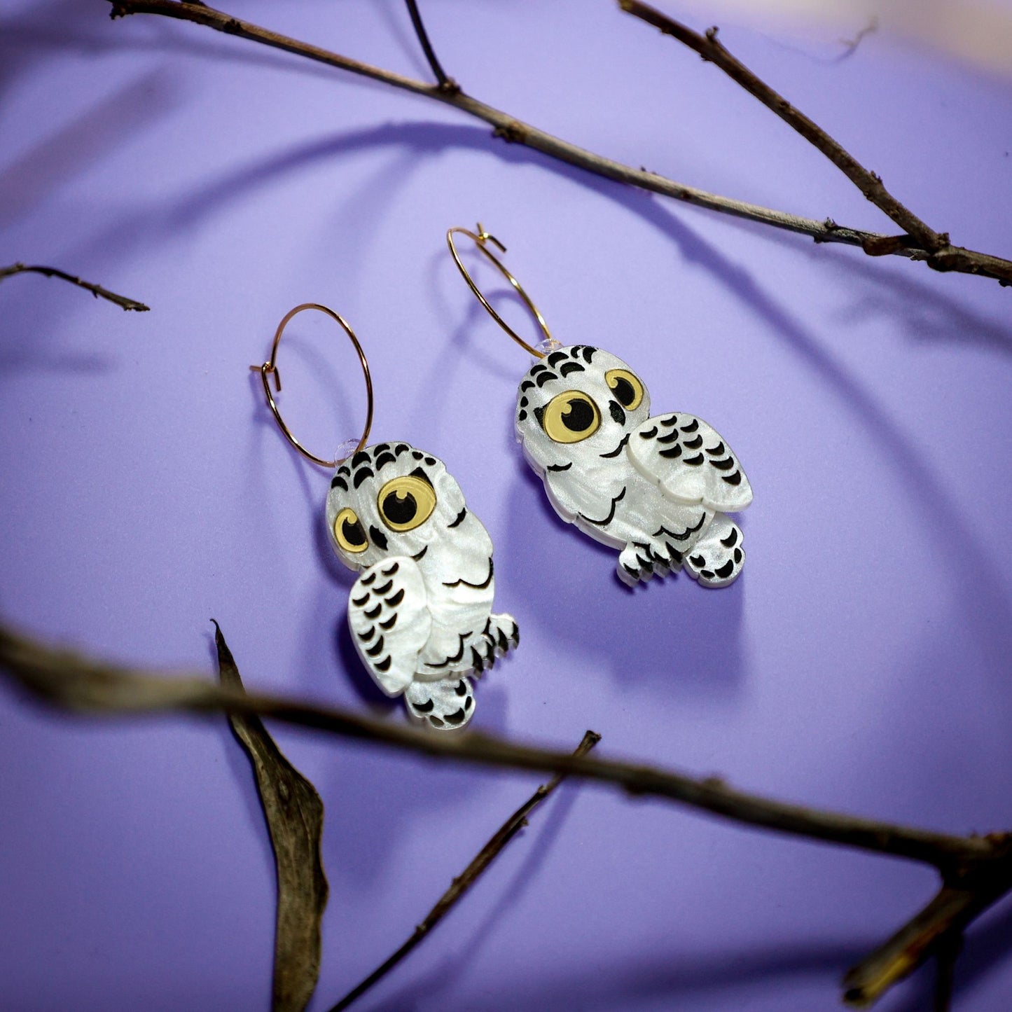 *PRE-ORDER* Snowy Owl Studs - Statement Bird Earrings