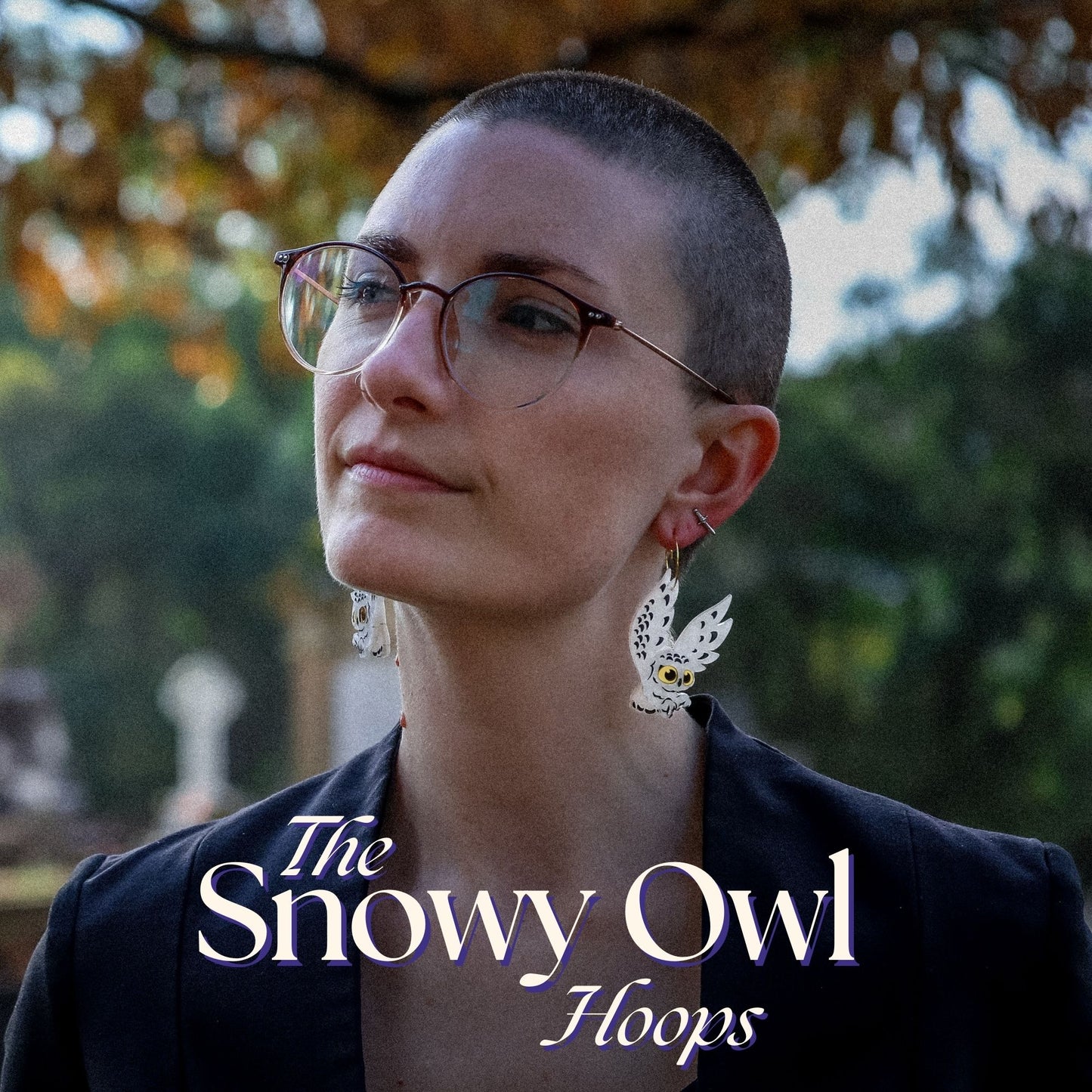 *PRE-ORDER* Snowy Owl Hoop Earrings - Statement Bird Earrings