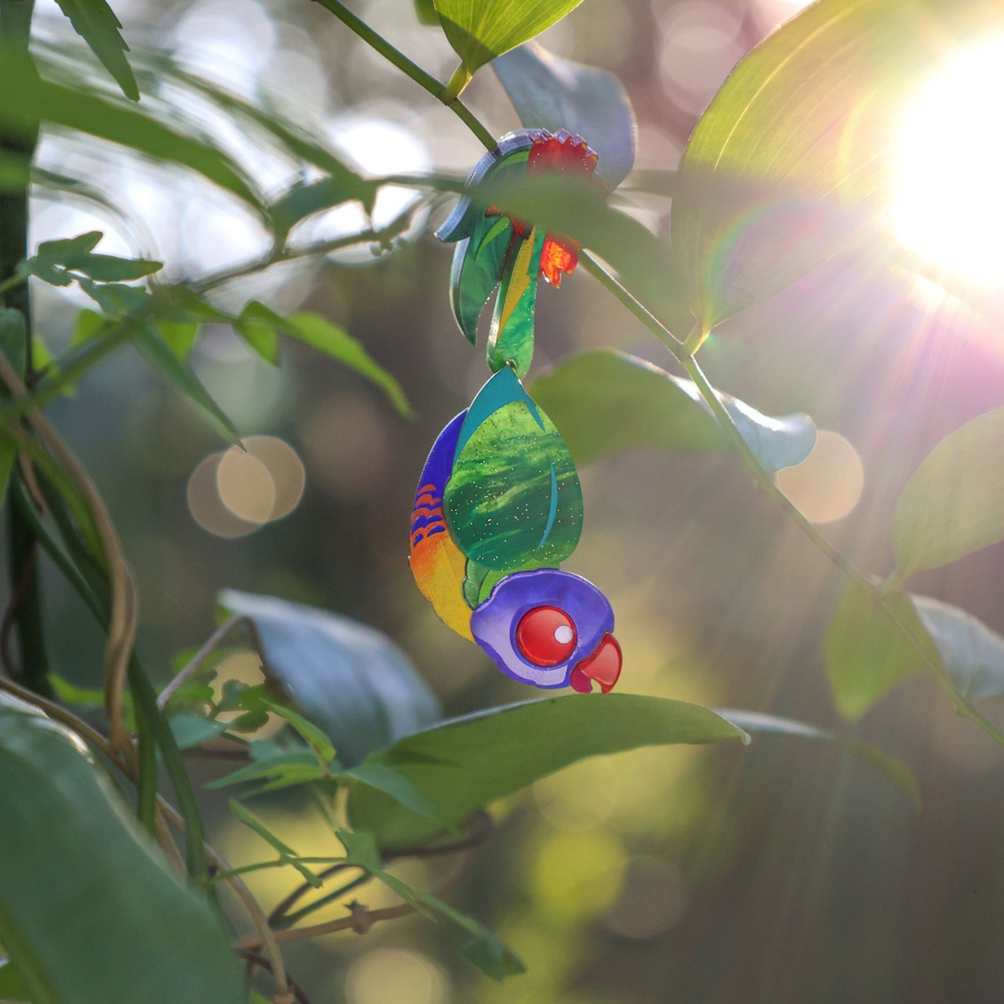 BINKABU Rainbow Lorikeet handmade acrylic bird earrings