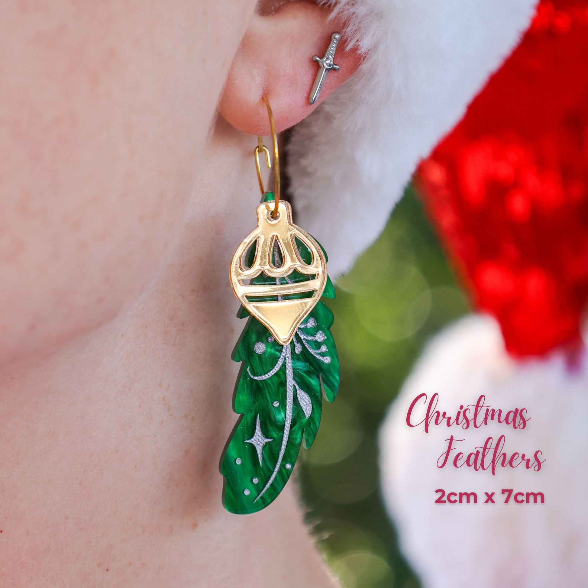 BINKABU Christmas Feather Earrings