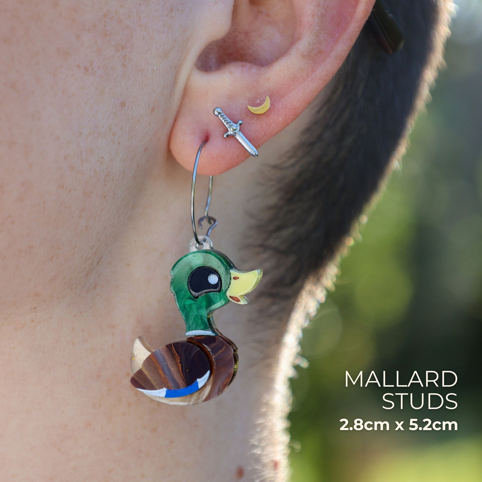 BINKABU Mallard Drake Handmade Acrylic Bird Earrings