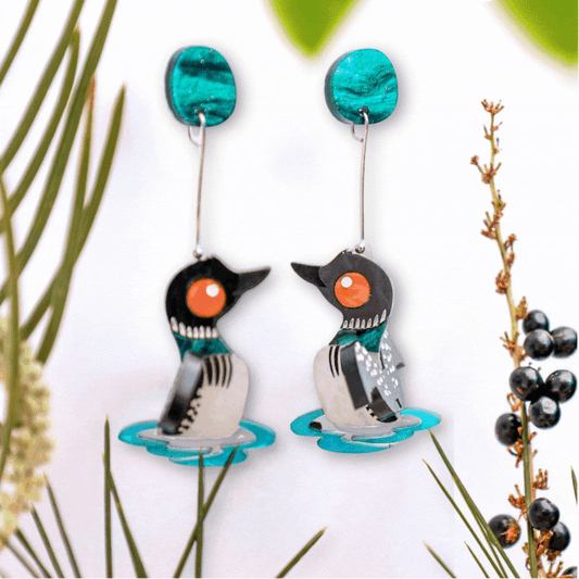 Common Loon 3D Dangles - North American Acrylic Bird Earrings