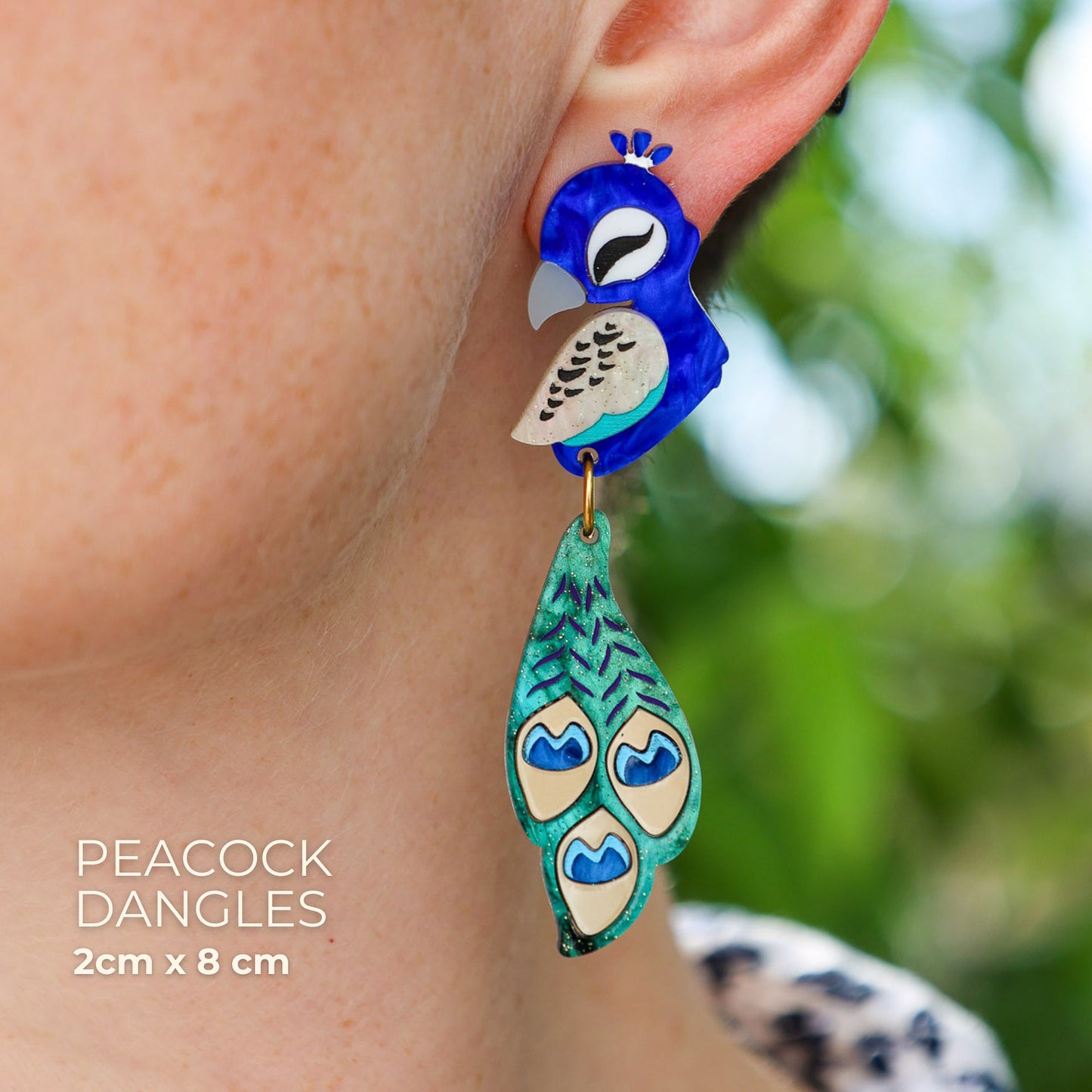 NEW: MISMATCHED Peacock/Peahen Dangles - Statement Bird Earrings