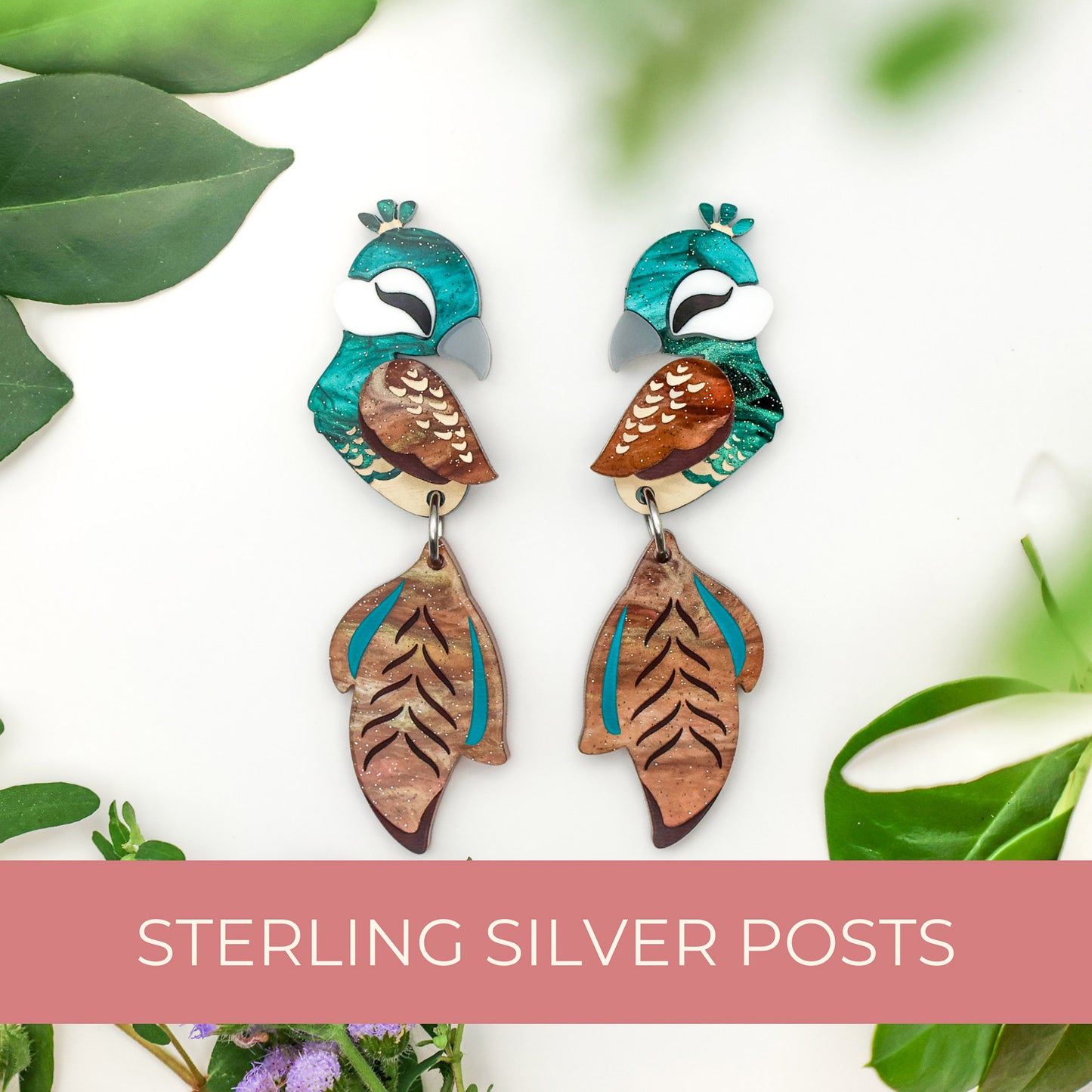 NEW: Peahen Dangles - Statement Bird Earrings