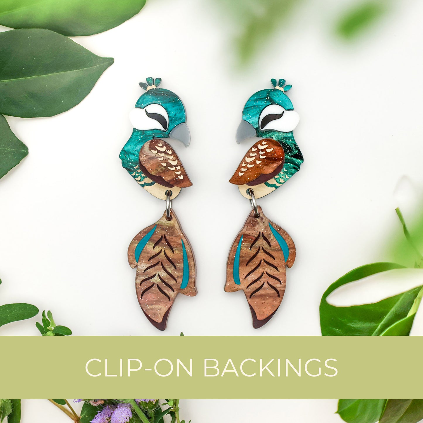 NEW: Peahen Dangles - Statement Bird Earrings