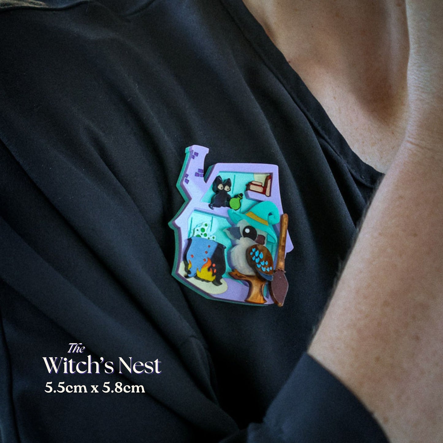 *PRE-ORDER* The Witch’s Nest - Spellaburra Brooch - Halloween Bird Jewellery