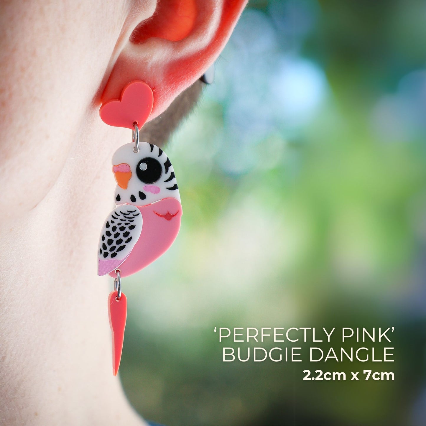 LIMITED EDITION ‘Perfectly Pink’ Budgie Dangles - Valentine’s Day Edition